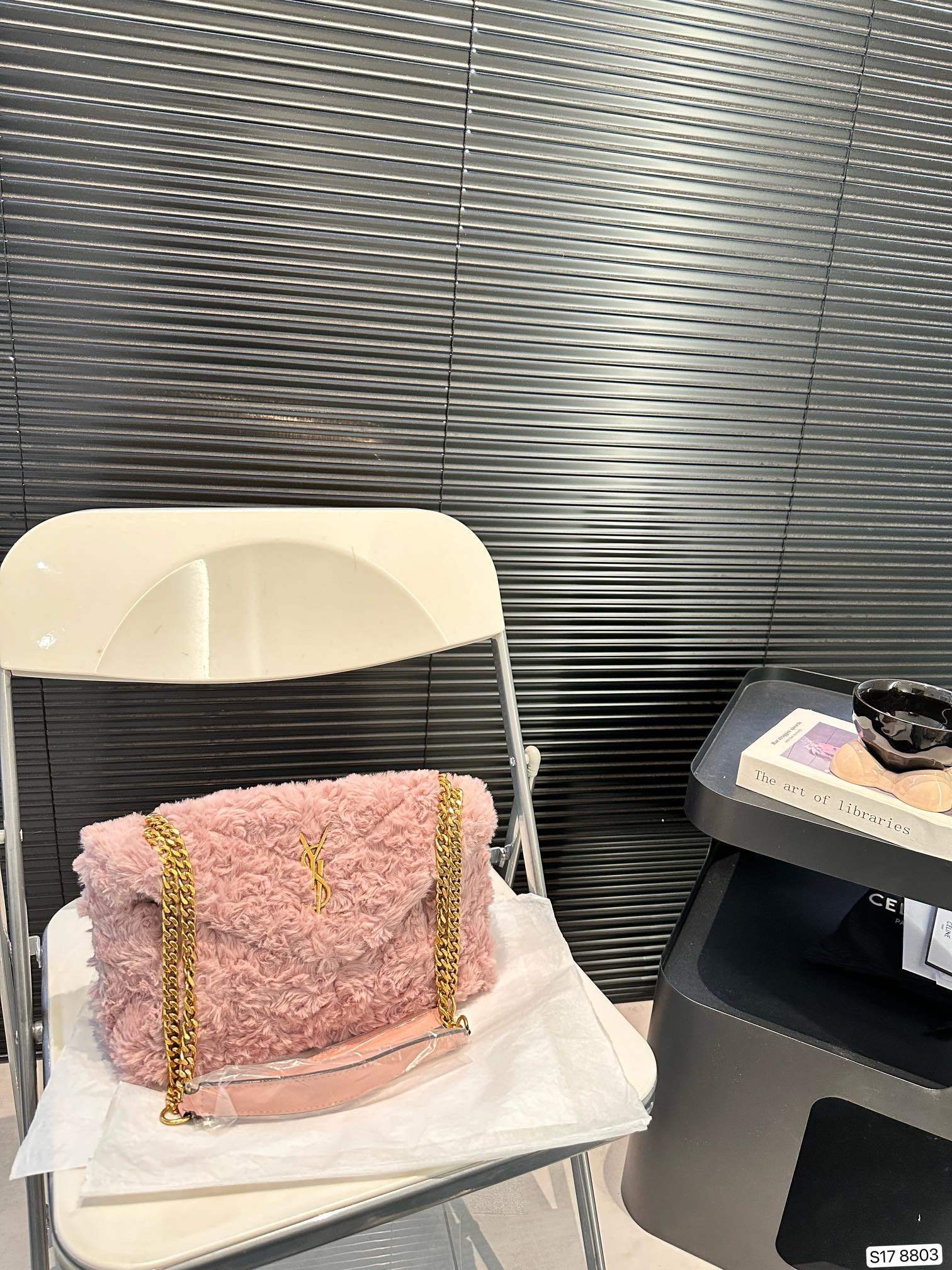 YSL Niki Medium Pink Lamb Fur - Bag