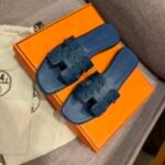 HM Oran Sandals Blue Leather – Slide
