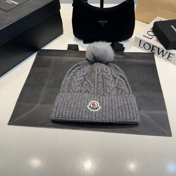 MCL Pom Pom Beanie Grey Knit - Hat
