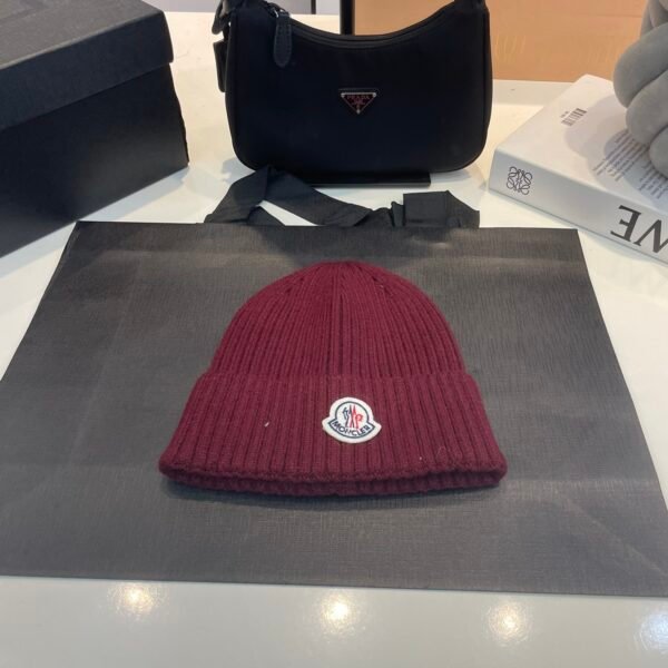 MCL Ribbed Wool Beanie Burgundy - Hat