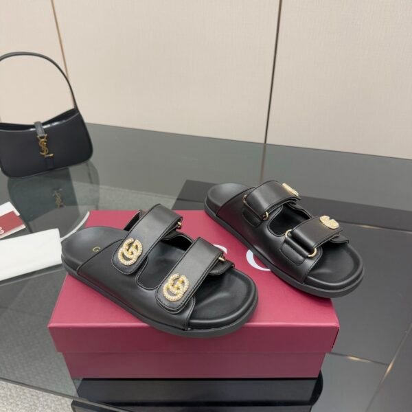 GG Double G Crystal Slide Sandals - Slides