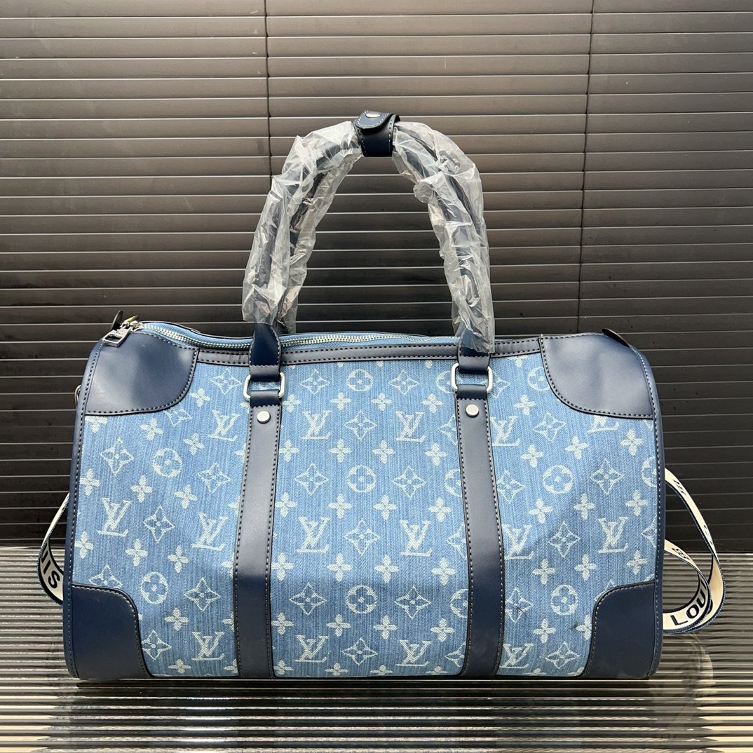 LV Keepall Bandoulière 50 Denim Monogram - Bag - Image 3