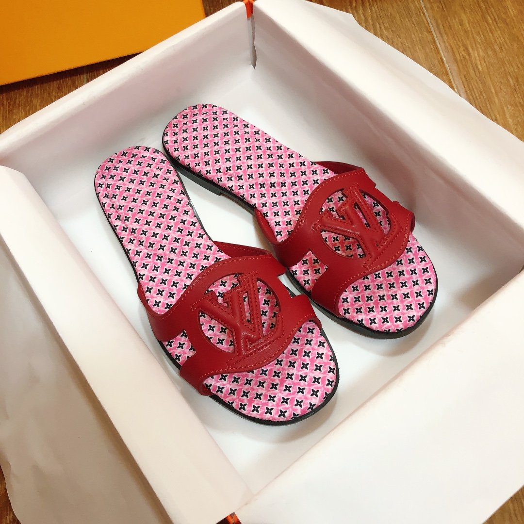 LV Paseo Flat Comfort Mule Red/Monogram - Slides