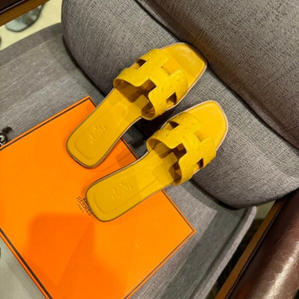 HM Oran Sandals Yellow Ostrich Leather - Sandals