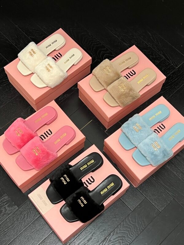 MIU Shearling Slides Various Colors – Slide