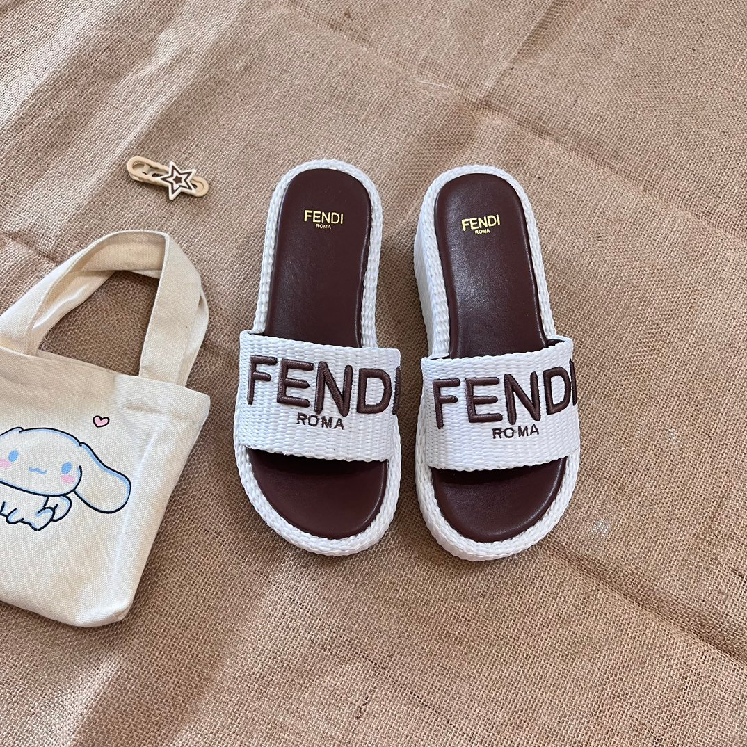 FD FD Roma Slides White/Brown - Slides