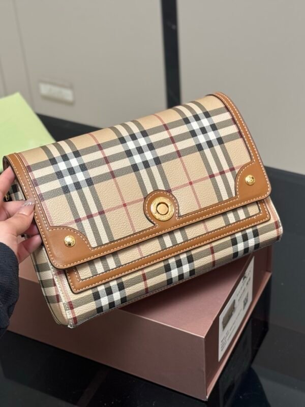 BBR Vintage Check and Leather Note – Borsa – Verde