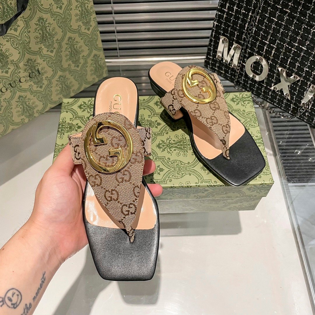 GG GG T-Strap Sandals Beige/Brown GG Canvas - Sandals - Image 7
