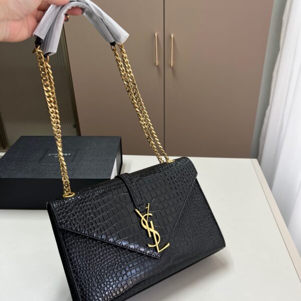 YSL Kate Medium Black Croc-Embossed Leather - Bag