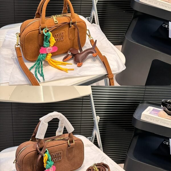 MIU Wander Matelassé Brown Suede - Bag