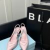 PR Triangle Logo Slingback Pumps Pink Patent Leather - Heels
