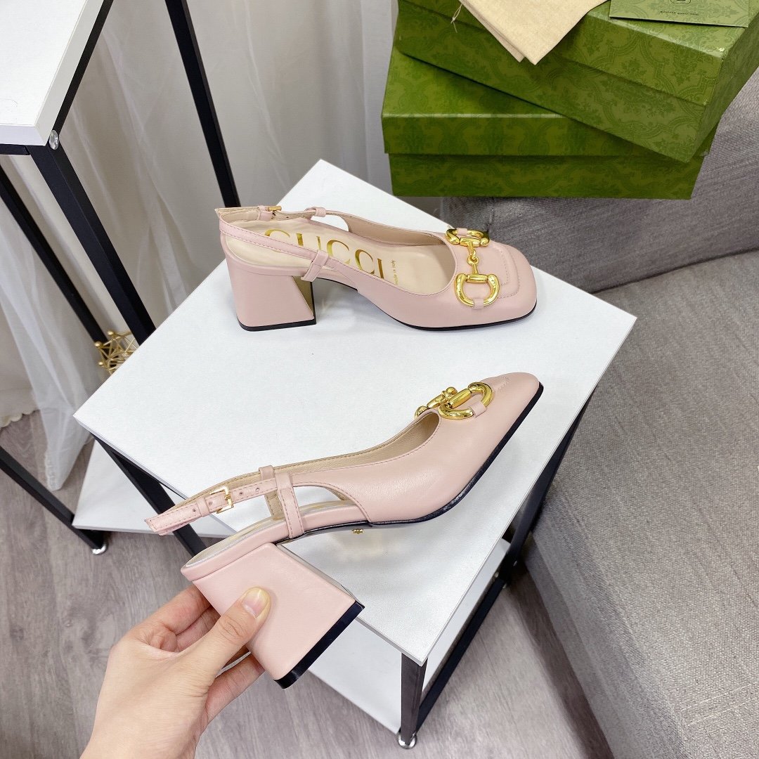 GG Horsebit Slingback Pink Leather - Heels - Image 8