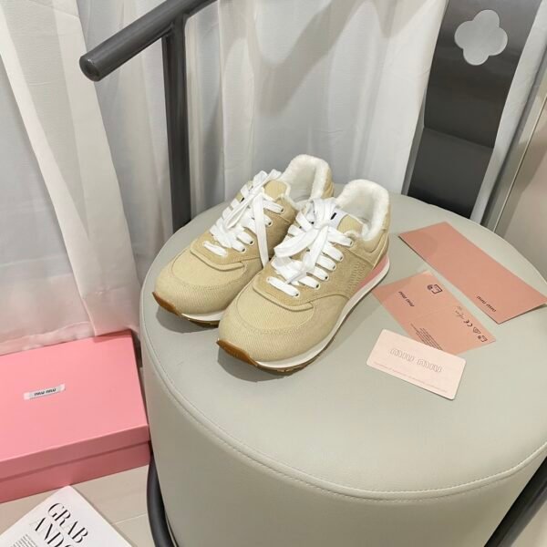 MIU Denim Canvas Sneakers Beige - Sneakers