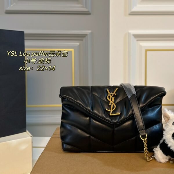 YSL Lou Puffer Small Black Leather - Bag