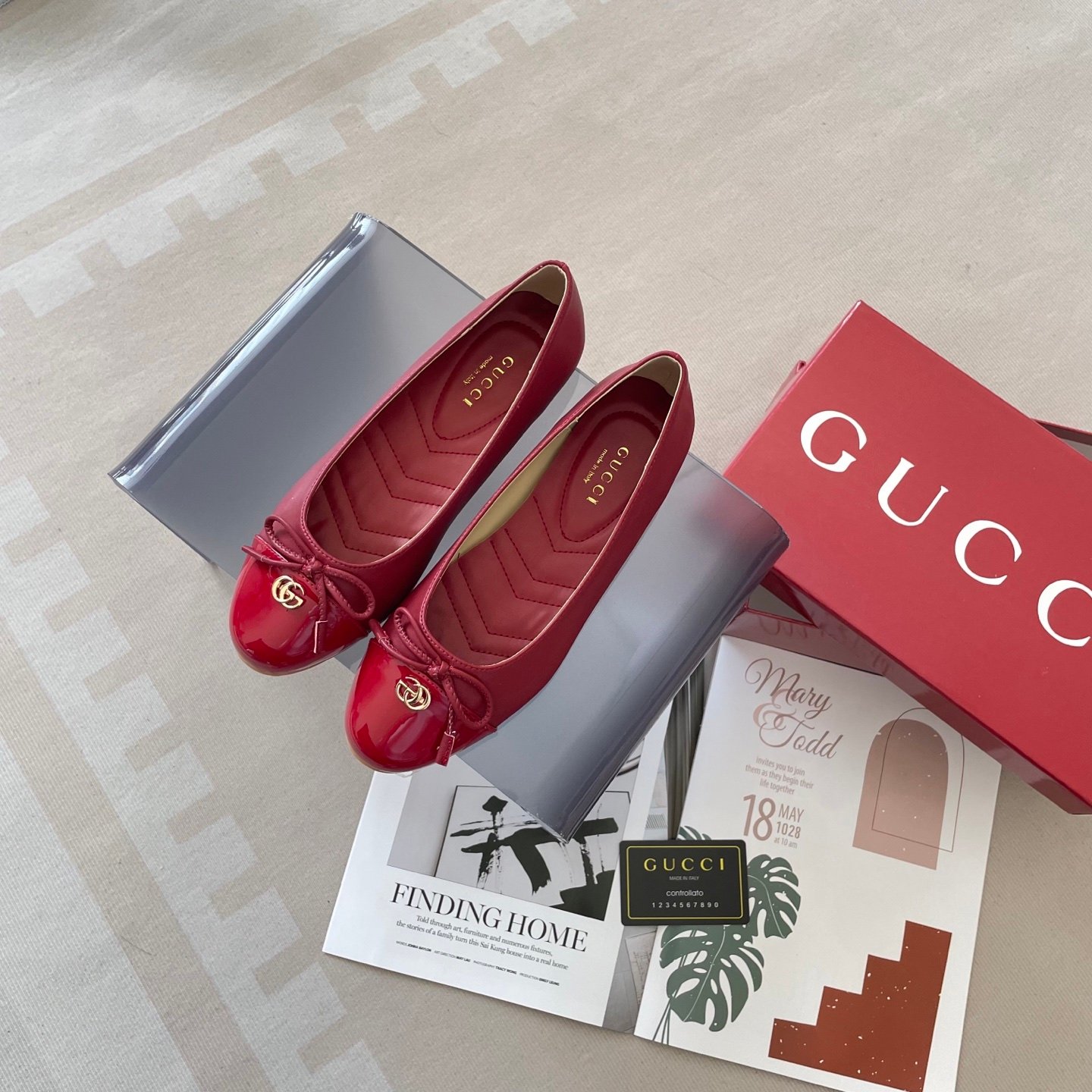 GG GG Marmont Ballet Flats Red Patent Leather - Shoes - Image 3