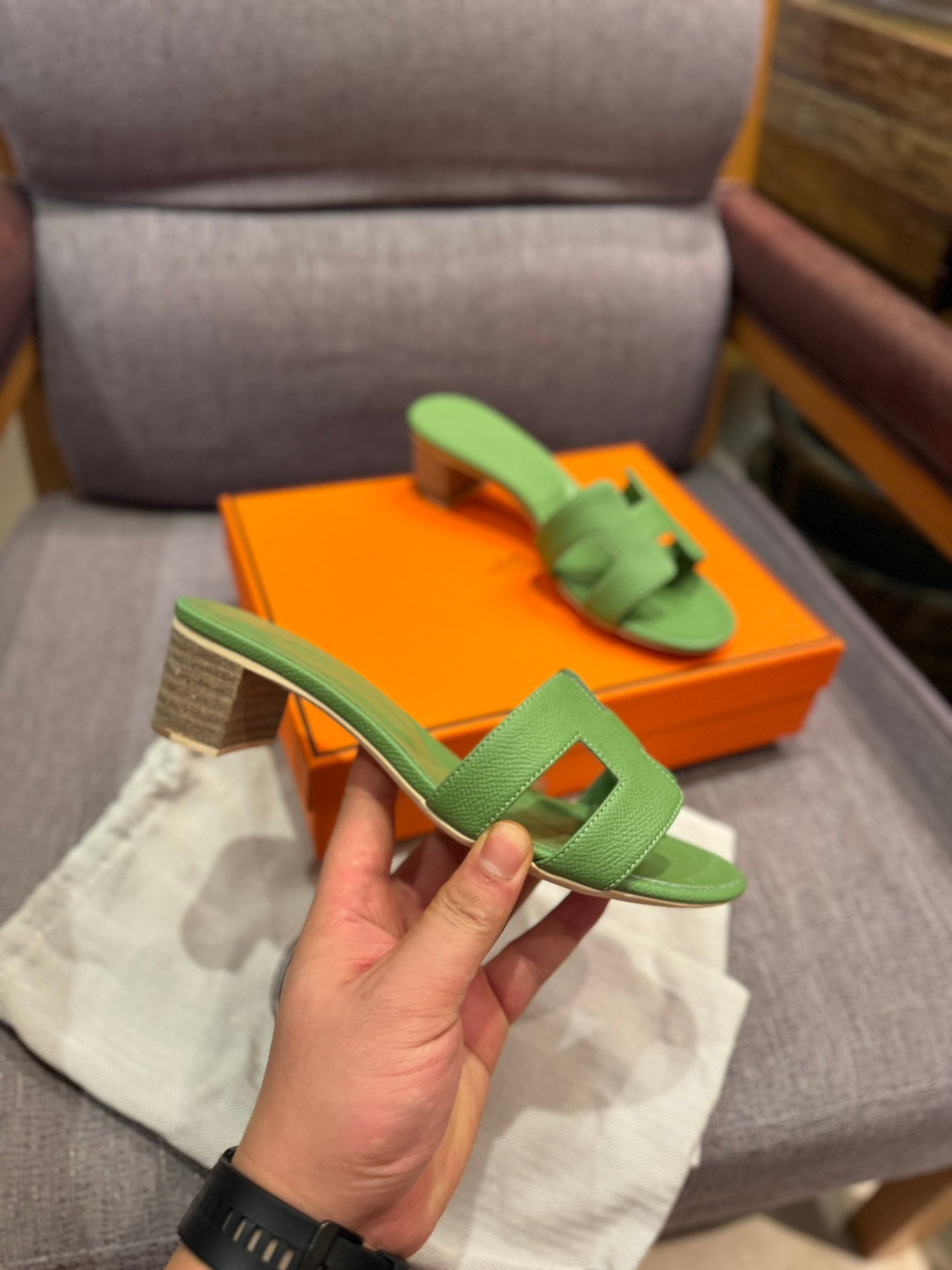 HM Oran Sandals Green Leather - Sandals - Image 5