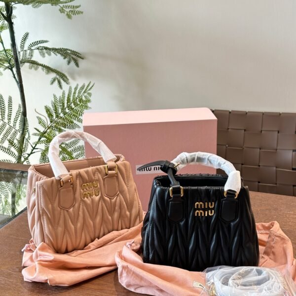 MIU Matelassé Nappa Leather Bowling Bag - Bag