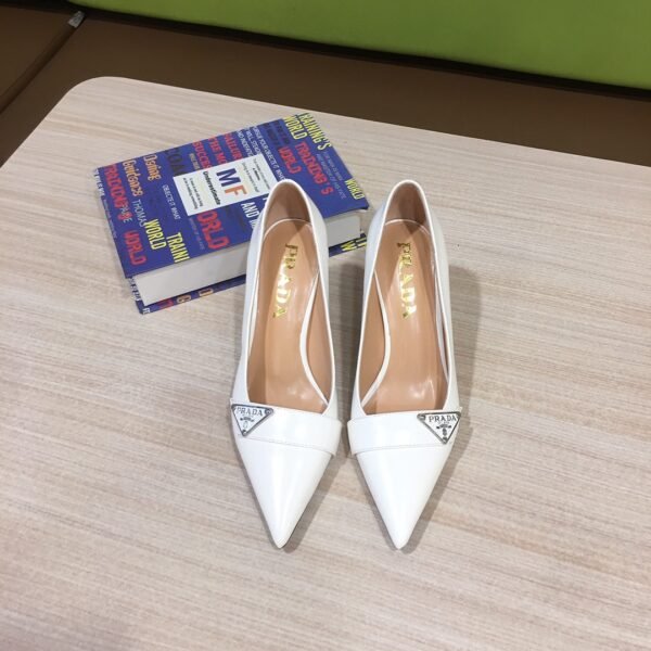 PR Triangle Logo Pointed Toe Pumps - Heels