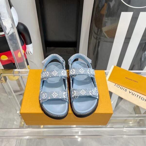 LV Paseo Flat Comfort Sandal Blue Monogram Denim - Sandals