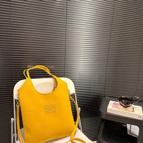 MIU Logo Tote Yellow Suede - Bag