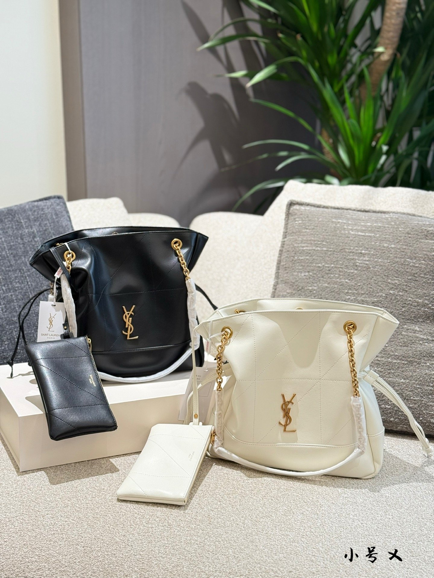 YSL Jamie Black/White Leather - Bag