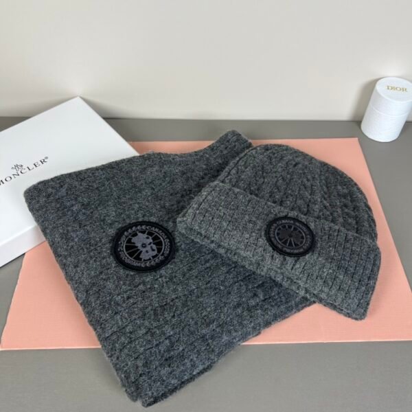 MCL Logo Beanie and Scarf Set Grey Wool - Hat