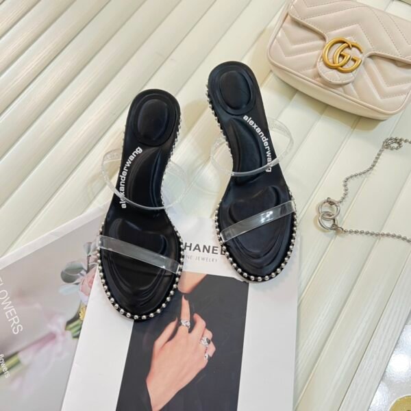 ```
BAL Amina Muaddi Transparent Beaded Sandals - Heels
```