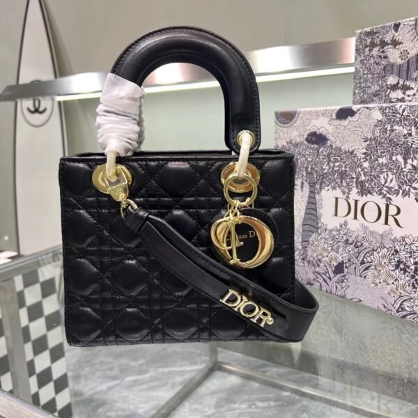 CD Lady CD Mini Black Cannage Leather - Bag
