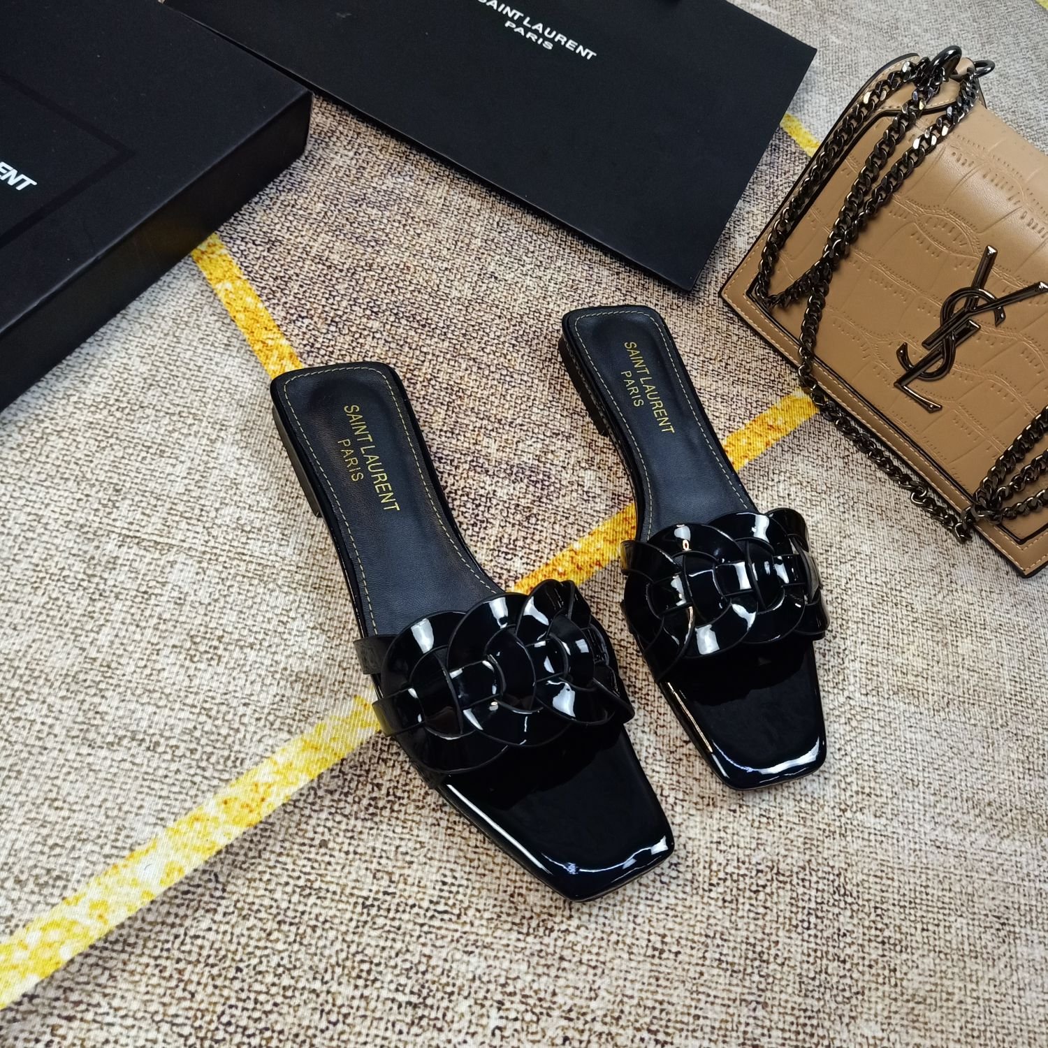 YSL Nu Pieds Patent Leather Black - Sandals - Image 3
