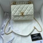 CC Pearl Crush Classic Flap White Lambskin – Bag
