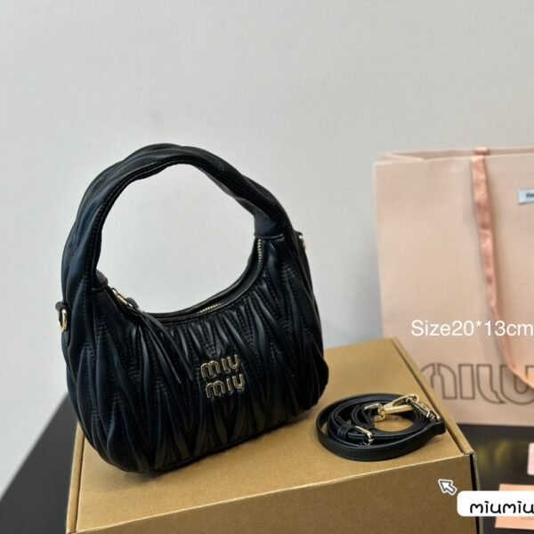 MIU Wander Matelassé Black, Pink, White Leather - Bag