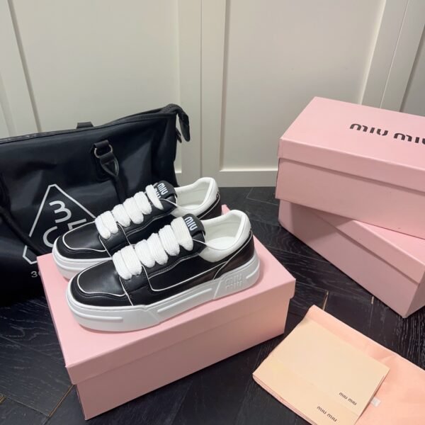 MIU Square-Toed Thick-Soled Sneakers - Sneakers