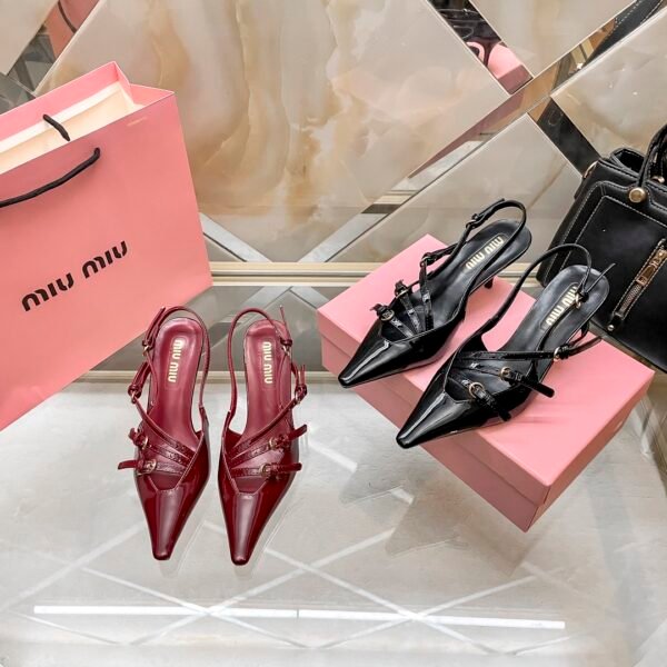 MIU Buckled Slingback Pumps - Heels