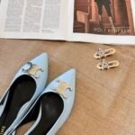 CEL Triomphe Slingback Pumps Light Blue Leather – Scarpe con tacco