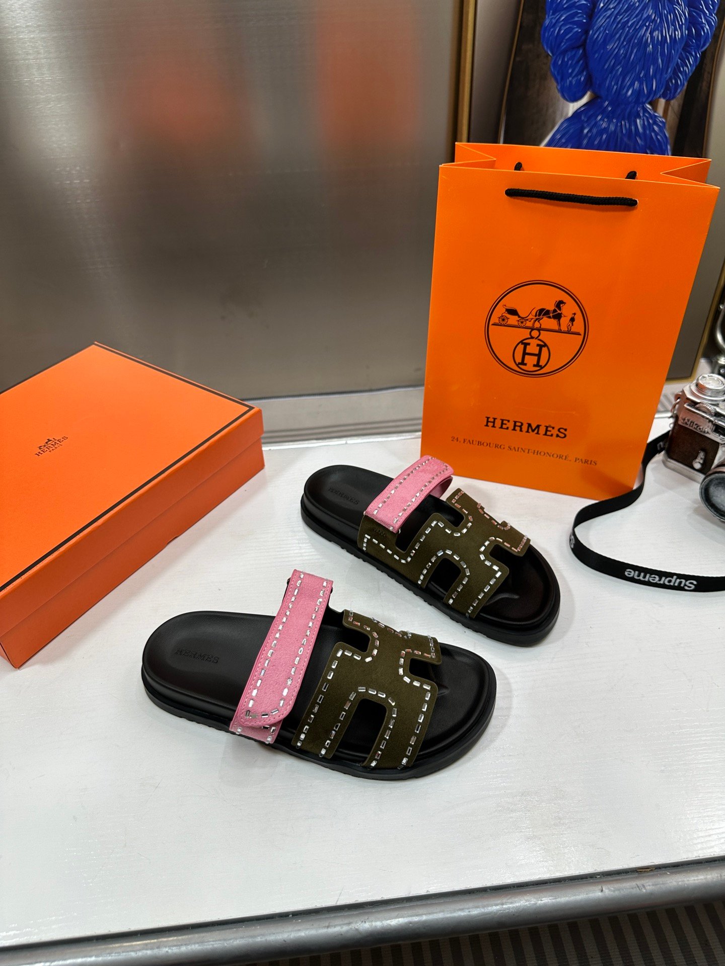 HM Chypre Sandals Pink/Olive Suede - Sandals - Image 2
