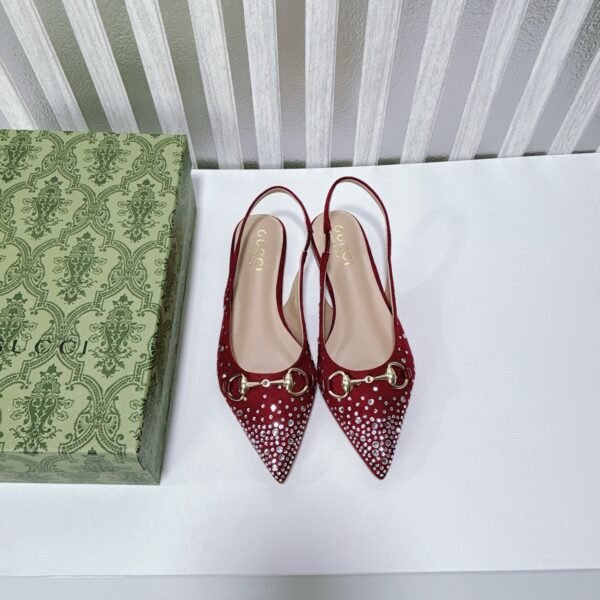 GG Slingback Crystal Studded Pumps - Heels