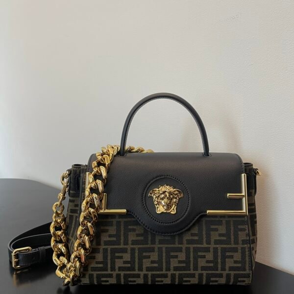 VRS Fendace La Medusa Black/Brown Canvas and Leather - Bag