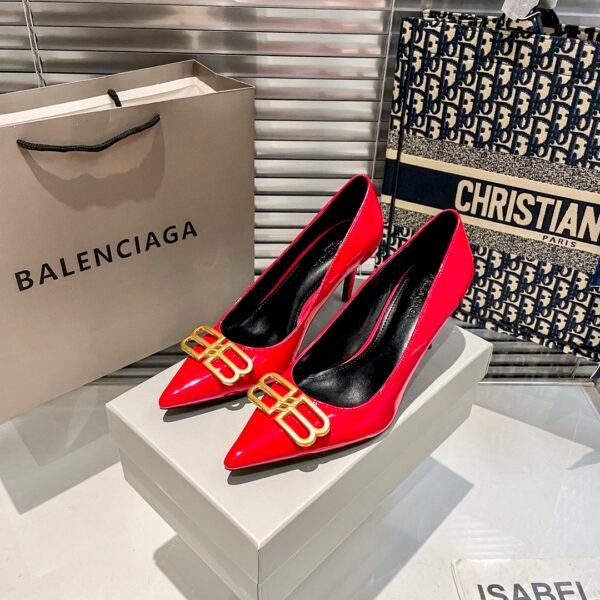 BAL BB Pointy Toe Pumps Red Patent Leather - Heels