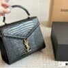YSL Cassandra Small Black Croc Embossed Leather - Bag · Ref. BA22137