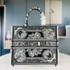 CD Book Tote Large Black and White Embroidered Canvas - Bag