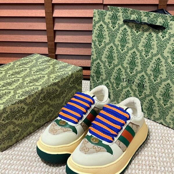GG Screener Beige/Green Canvas - Sneakers