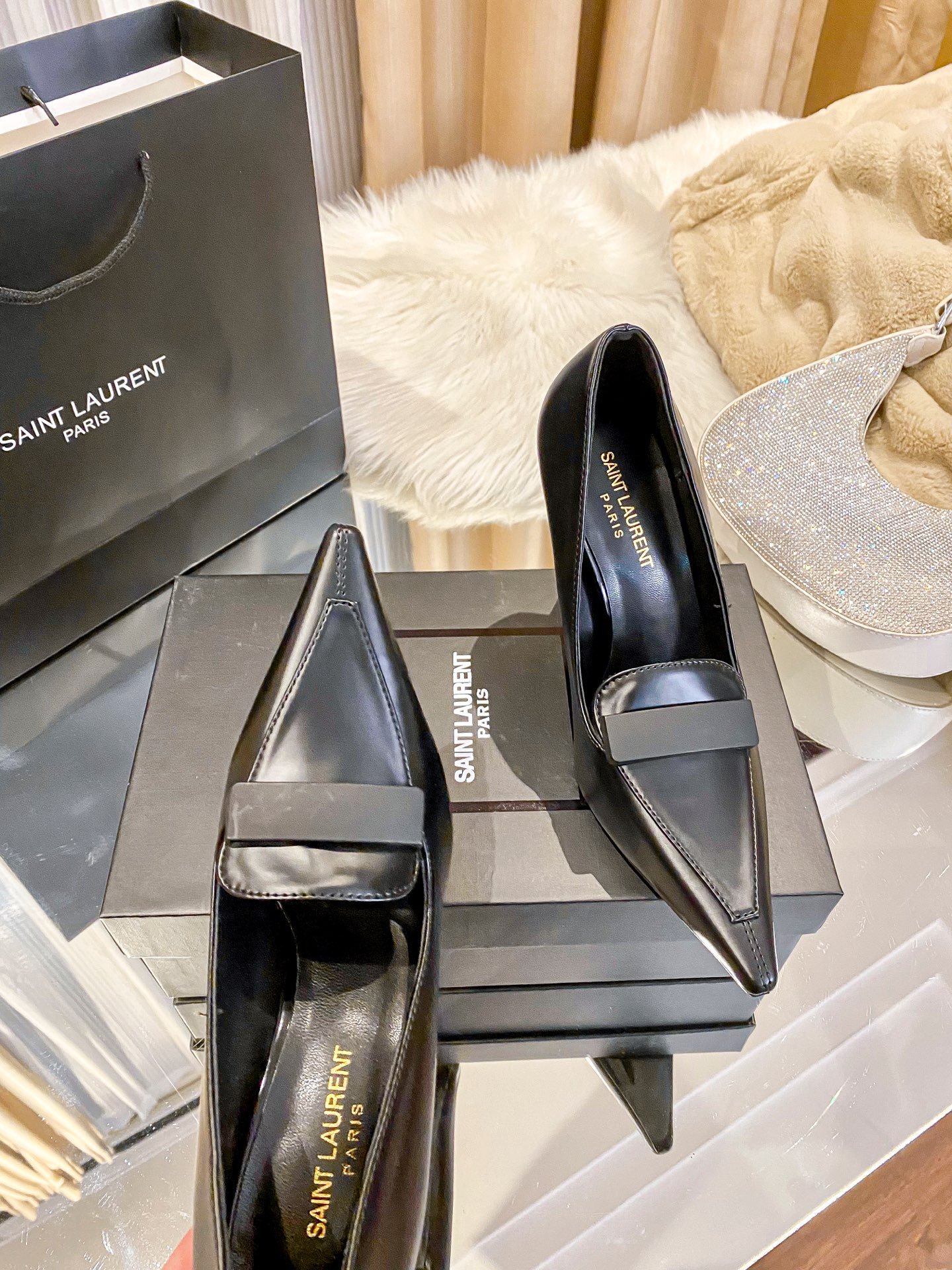 YSL New Retro Loafer Pumps Black Leather - Heels - Image 6