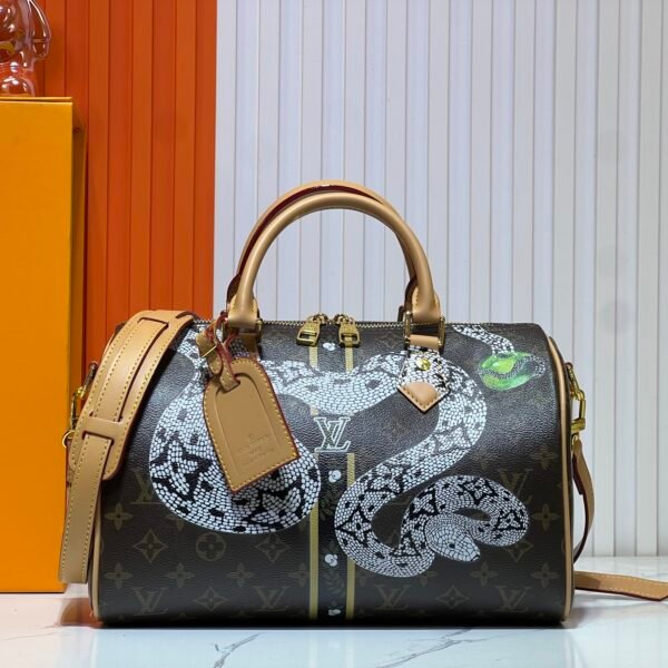 LV Speedy Bandoulière 30 Monogram with Snake Print - Bag