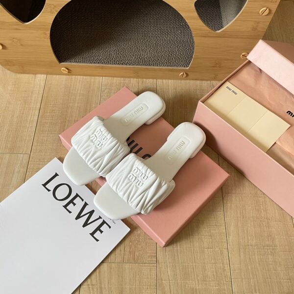 MIU Matelassé Nappa Leather Slides - Slides