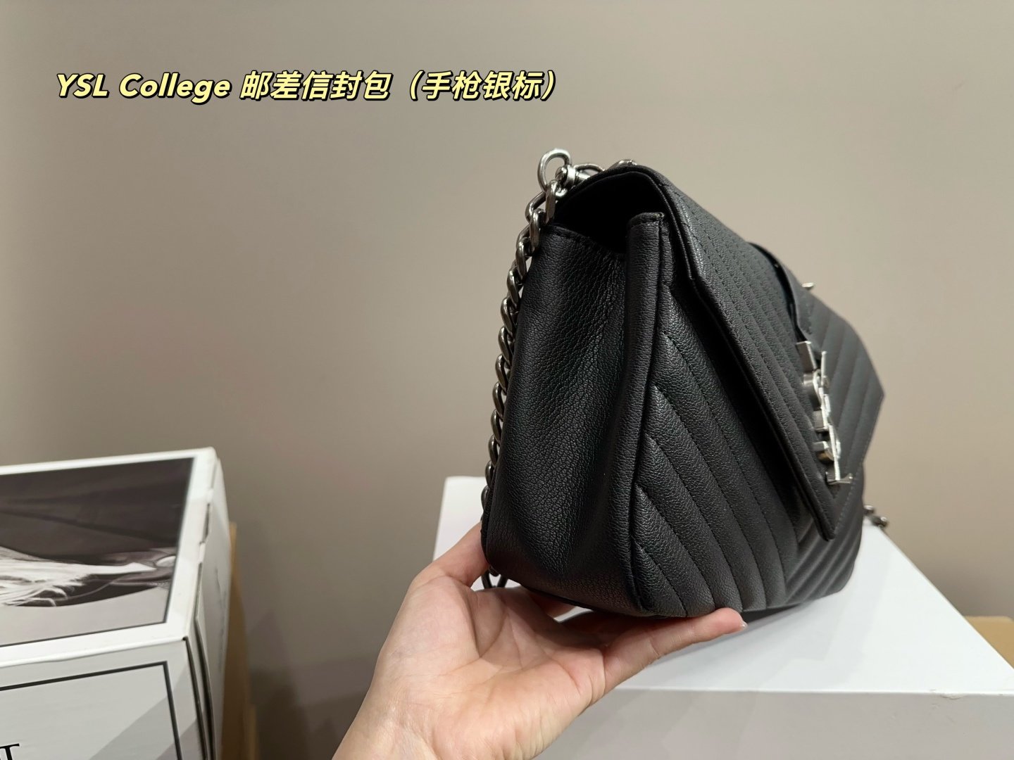 YSL College Medium Black Leather - Bag - Image 4