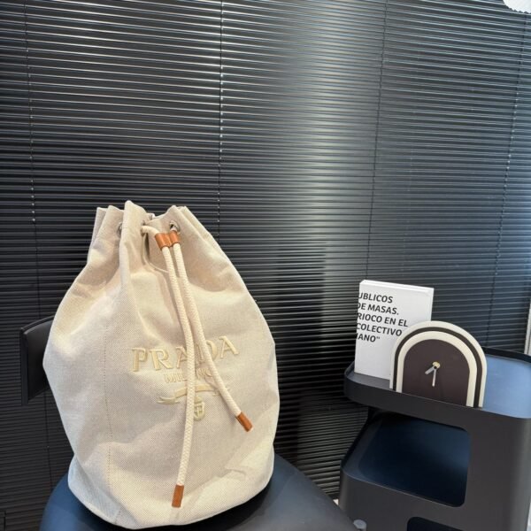 PR Canvas Drawstring Bag Large Beige Canvas - Bag