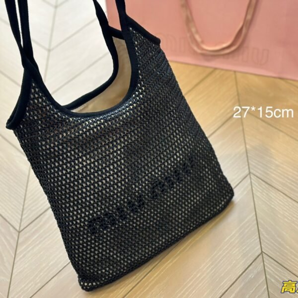 MIU Logo Mesh Tote Black - Bag