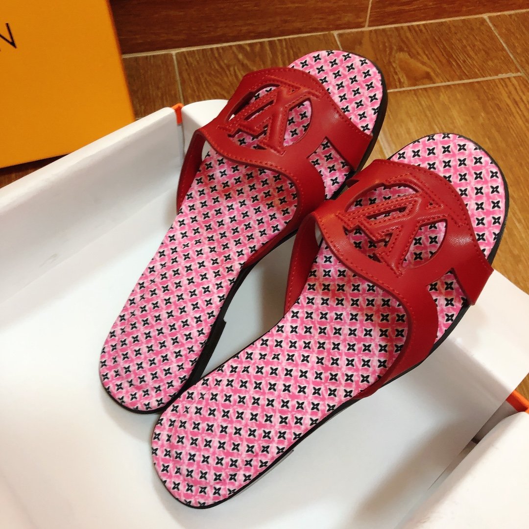 LV Paseo Flat Comfort Mule Red/Monogram - Slides - Image 6