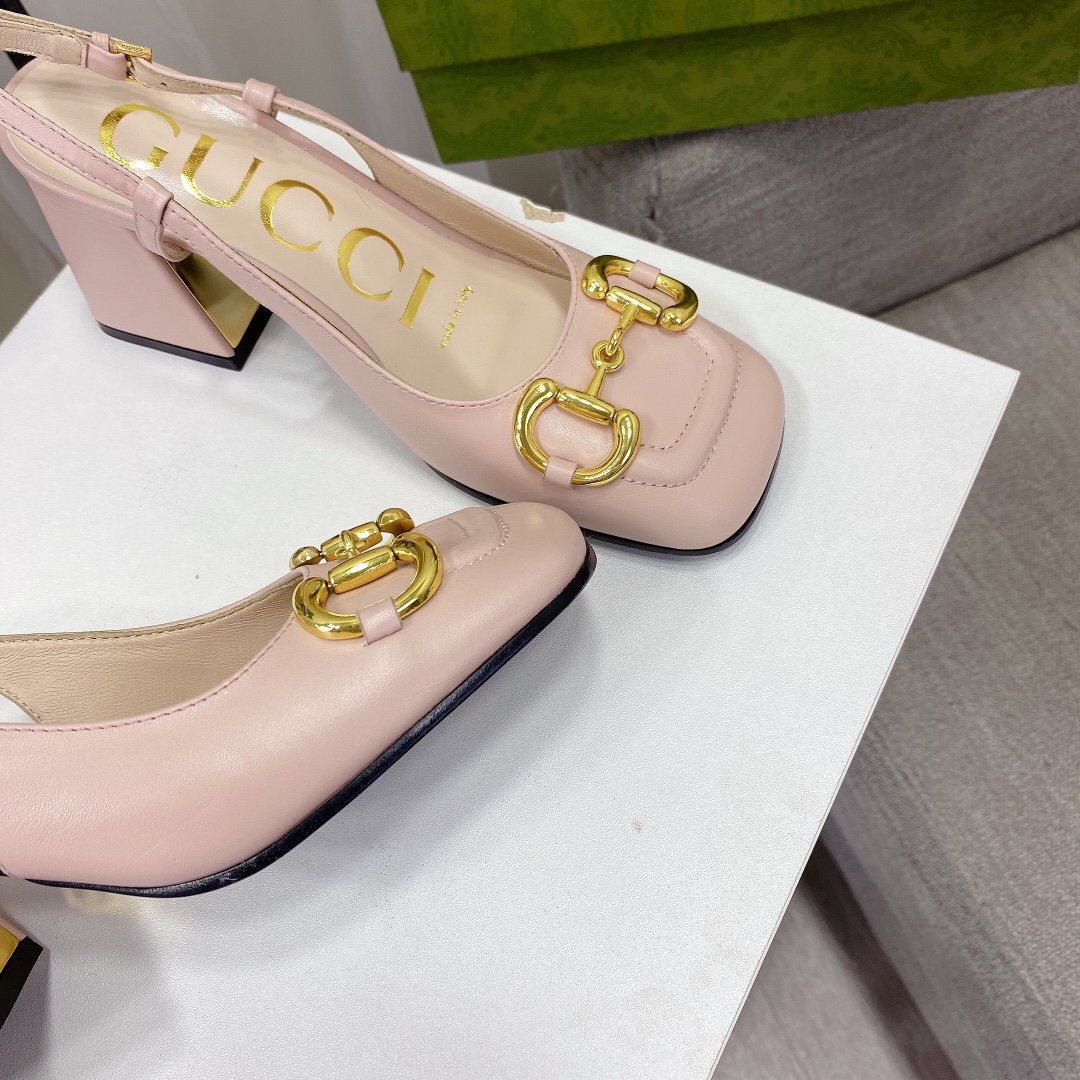 GG Horsebit Slingback Pink Leather - Heels - Image 5