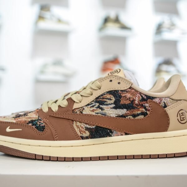 NK Air Jordan 1 Low Edison Chen x Travis Scott Mocha - Sneakers